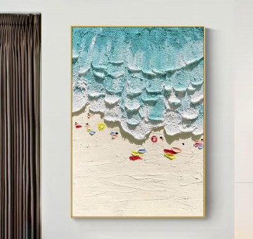 Texturizado Painting - Textura minimalista del arte de la pared de las olas del mar de verano